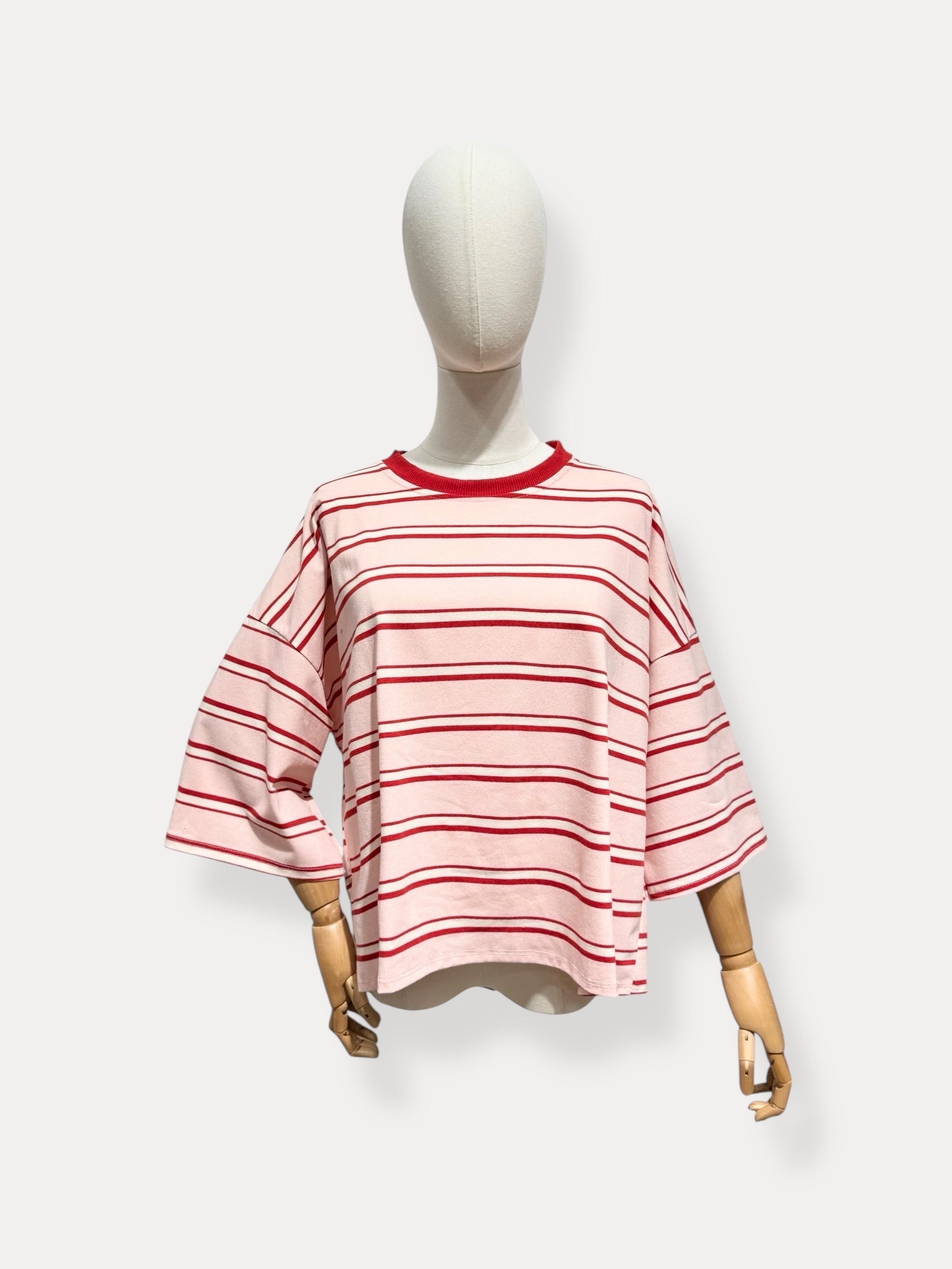 T-shirt streep met strik | roze