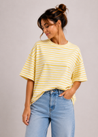 Streep T-shirt | geel-ecru