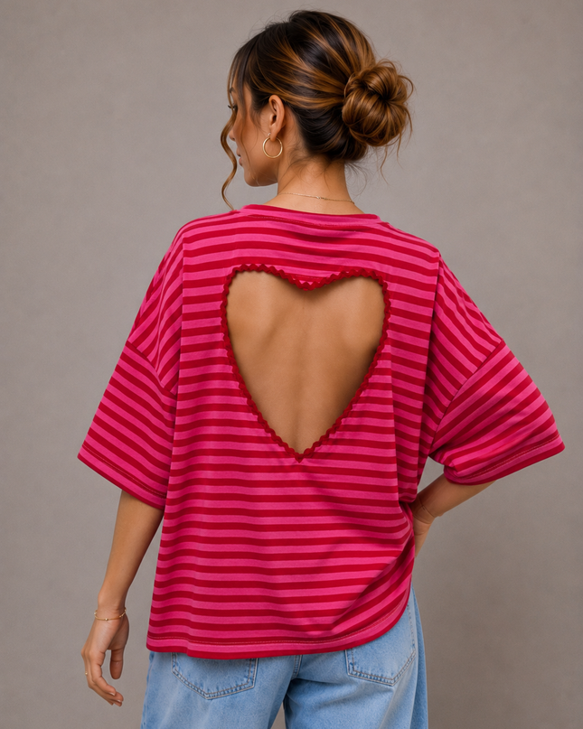 STRIPED HEART T-SHIRT