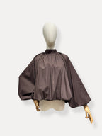 Blouse with tie | brown