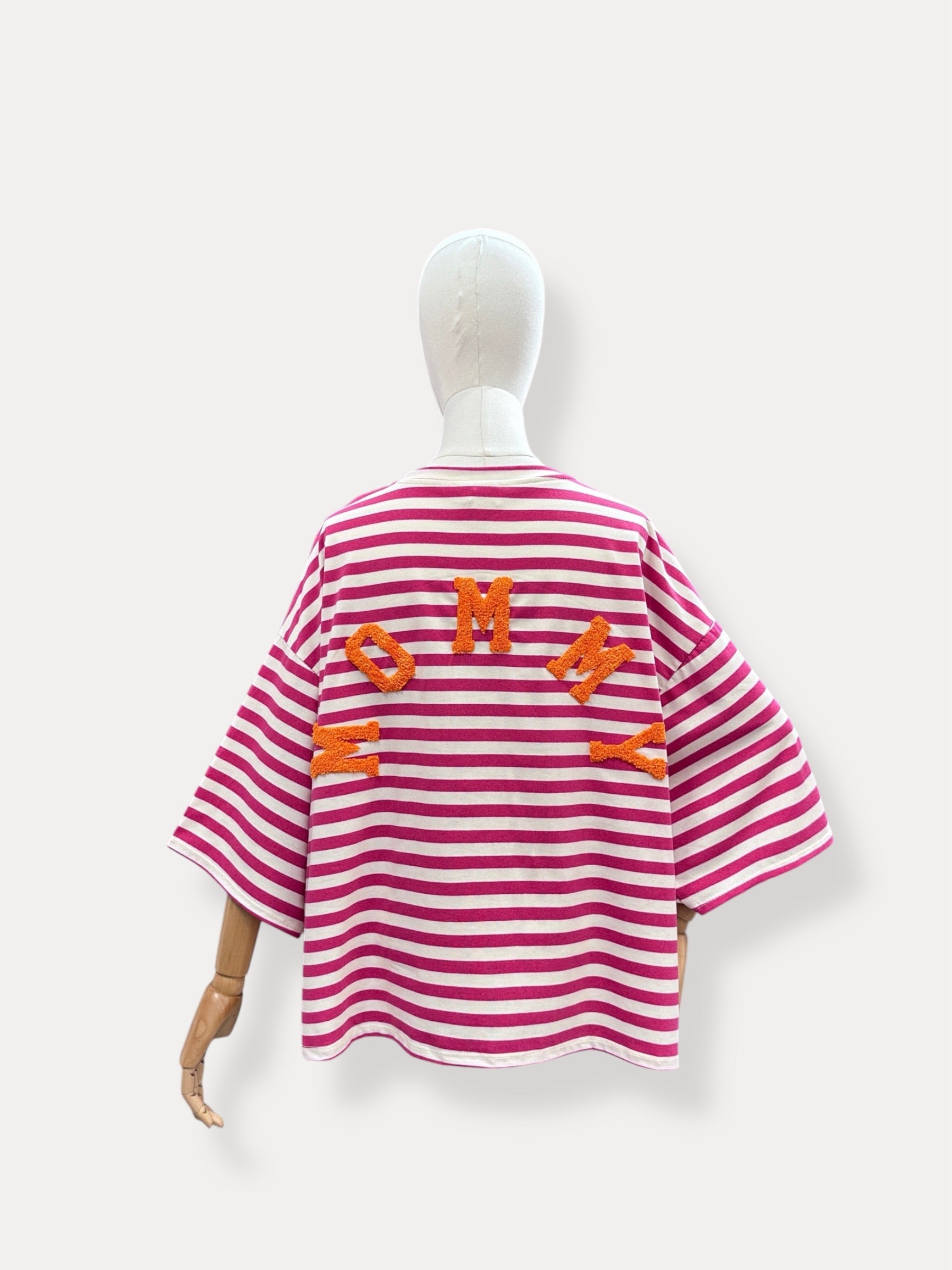 T-shirt streep Mommy | fuchsia