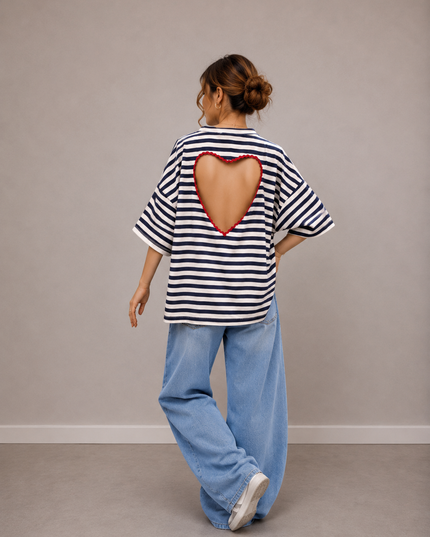 STRIPED HEART T-SHIRT