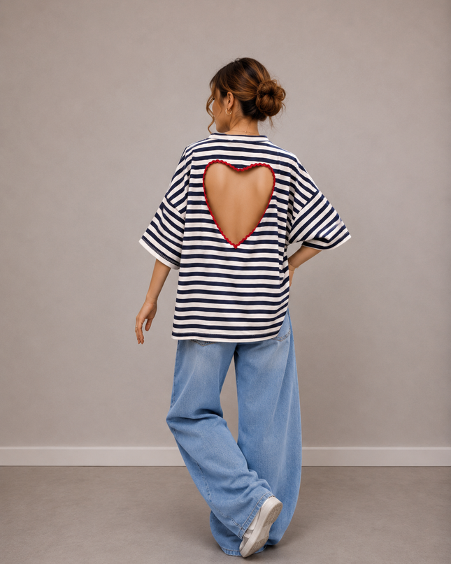 STRIPED HEART T-SHIRT
