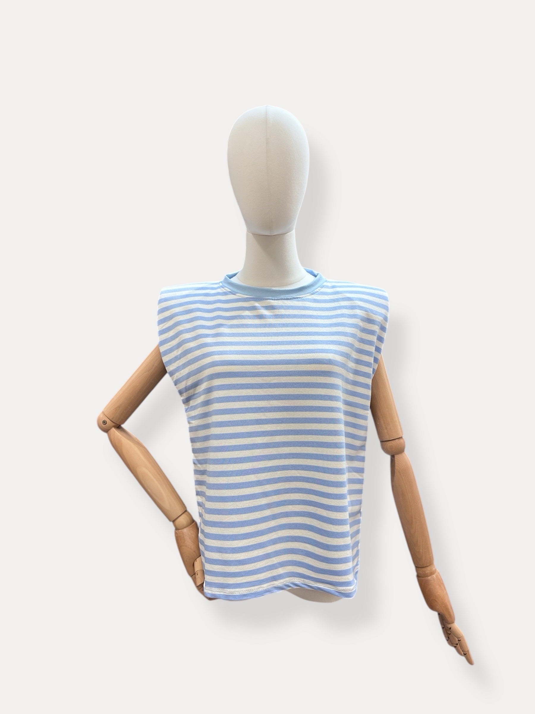 Streep Top | blauw-wit