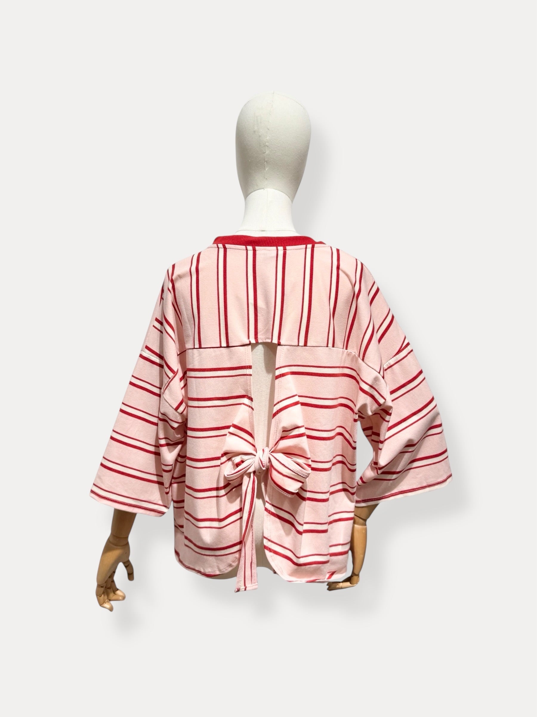 T-shirt streep met strik | roze