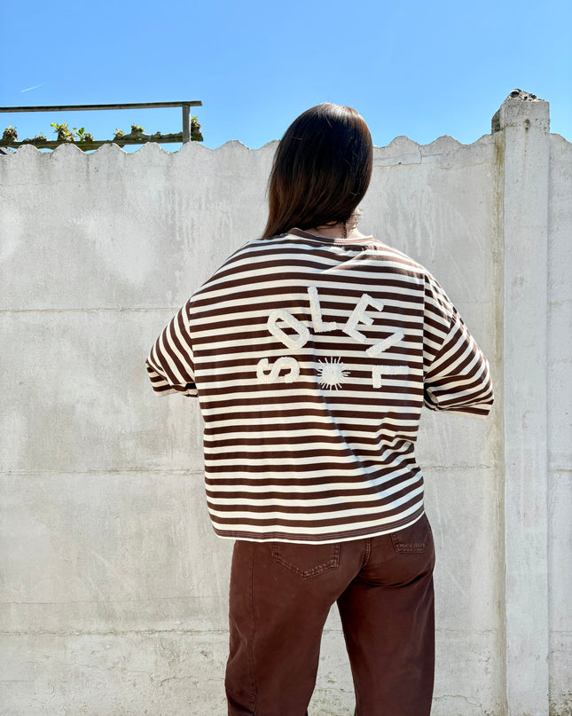 T-shirt streep soleil | bruin