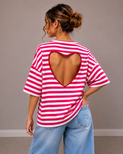 STRIPED HEART T-SHIRT