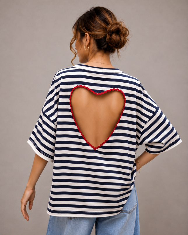 STRIPED HEART T-SHIRT