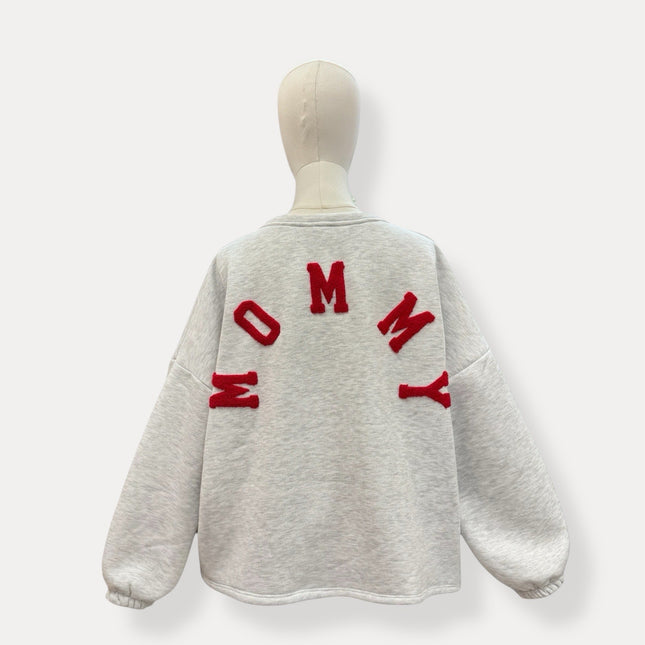 Mommy Sweater | grijs-rood