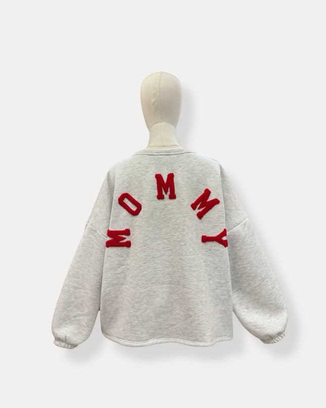 Mommy sweater | grijs-rood