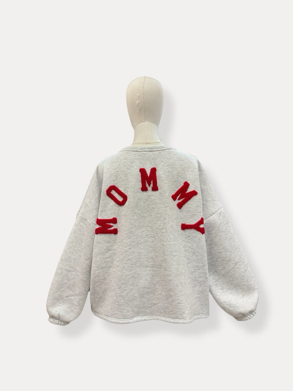 Mommy Sweater | grijs-rood
