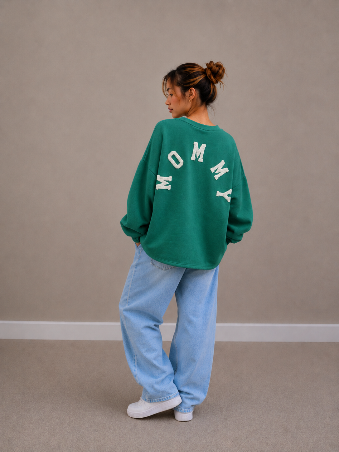 Mommy Sweater | groen-wit