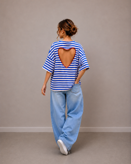 STRIPED HEART T-SHIRT