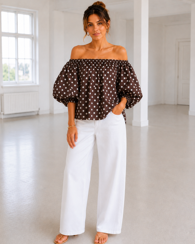 POLKA DOT OFF SHOULDER BLOUSE