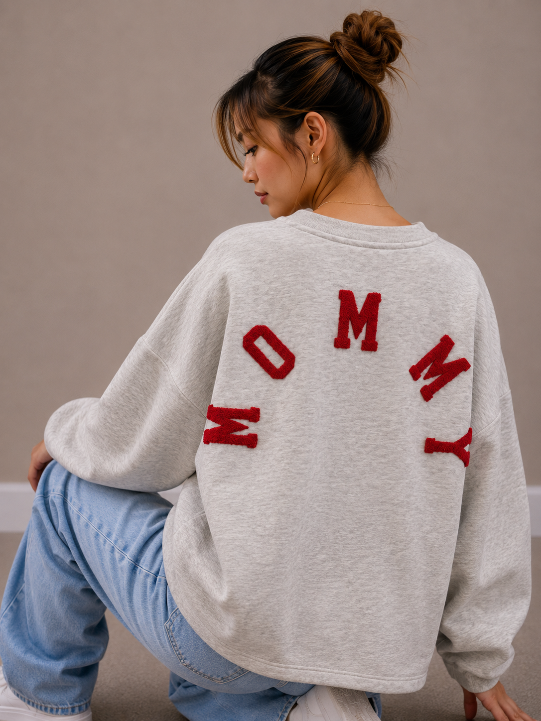 Mommy Sweater | grijs-rood