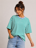 Streep T-shirt | groen-blauw