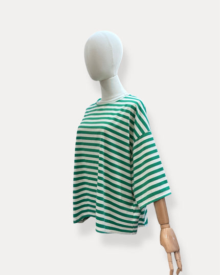T-shirt streep Mommy | groen