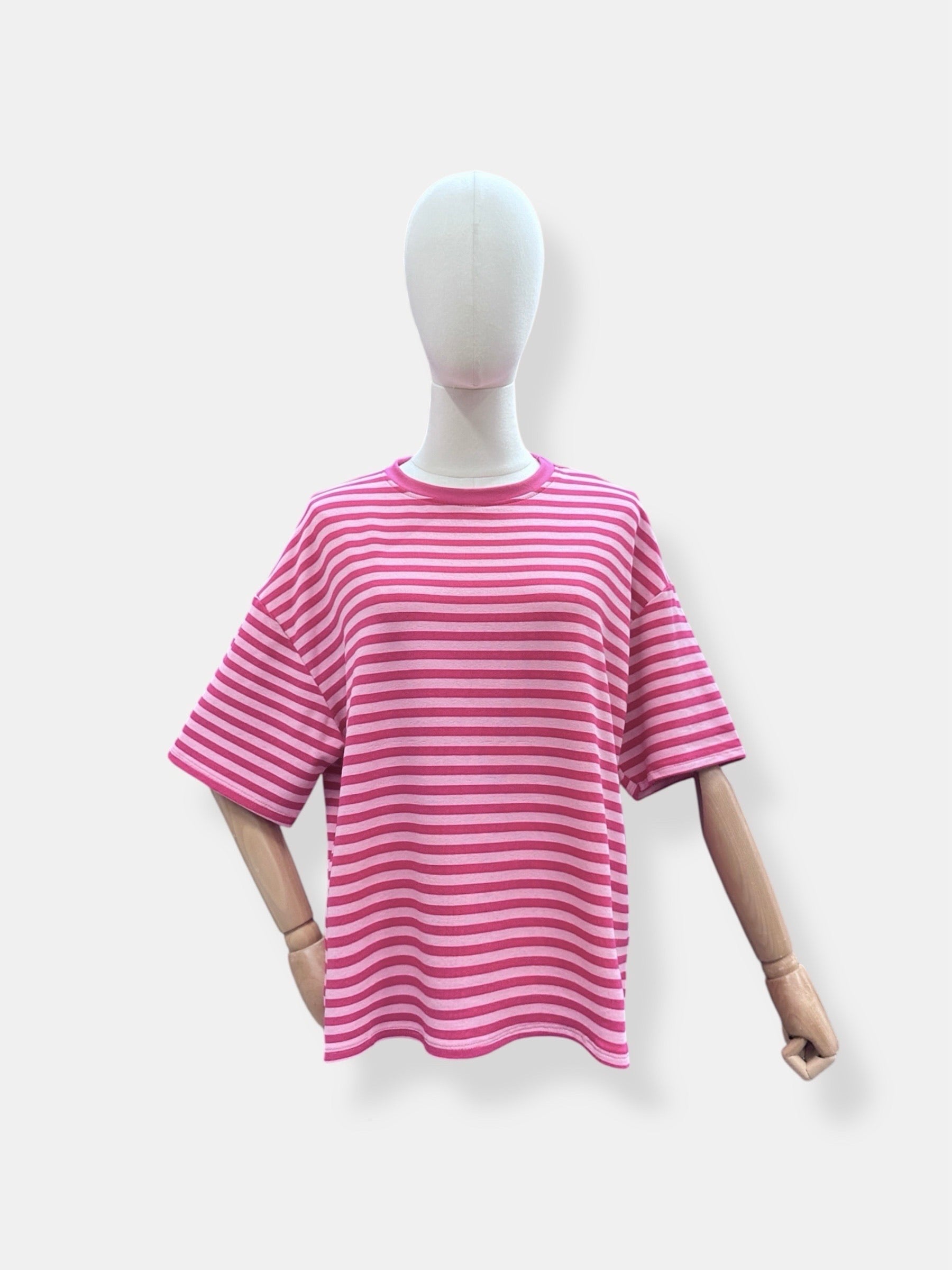 Streep shirt | lichtroze-roze