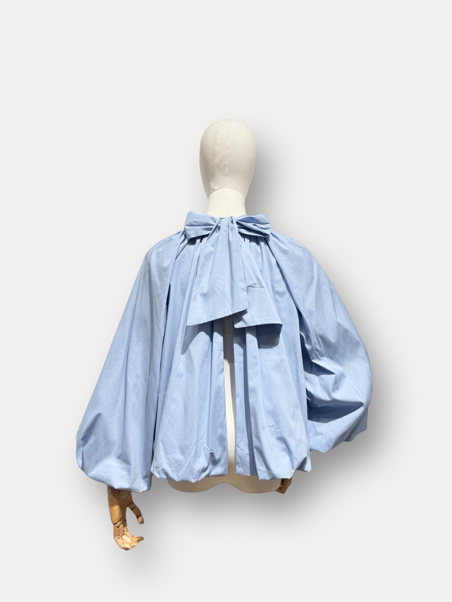 Blouse met strik | blauw