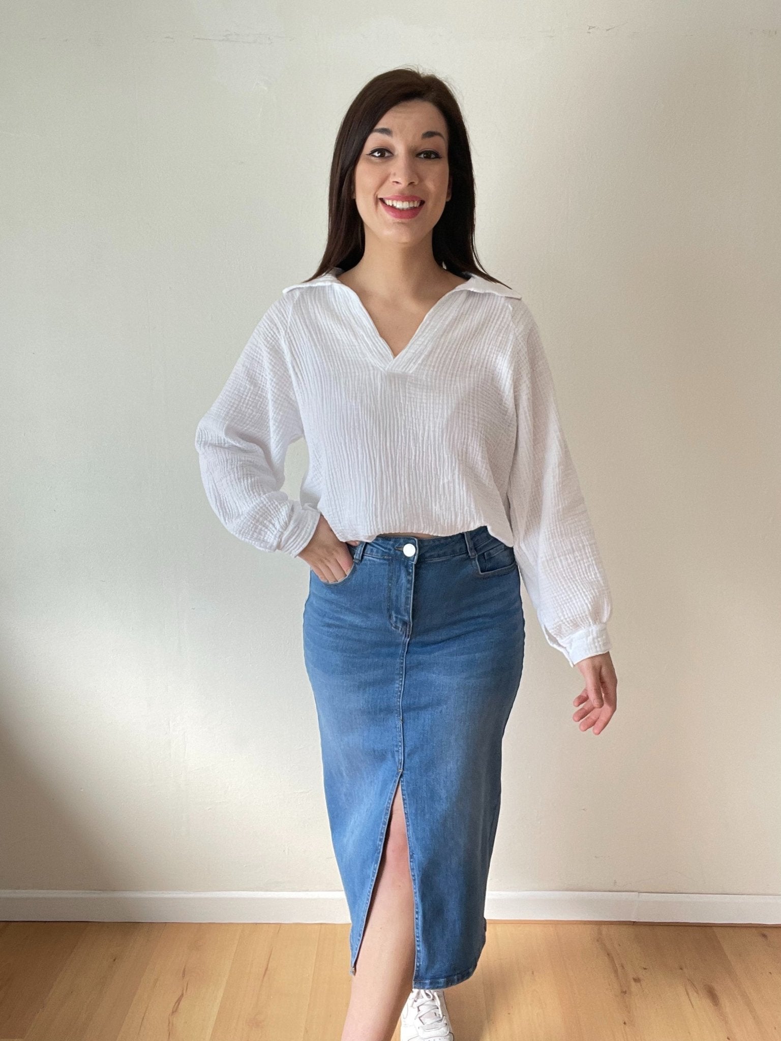 Denim skirt / dark blue - Stylishh Fashion