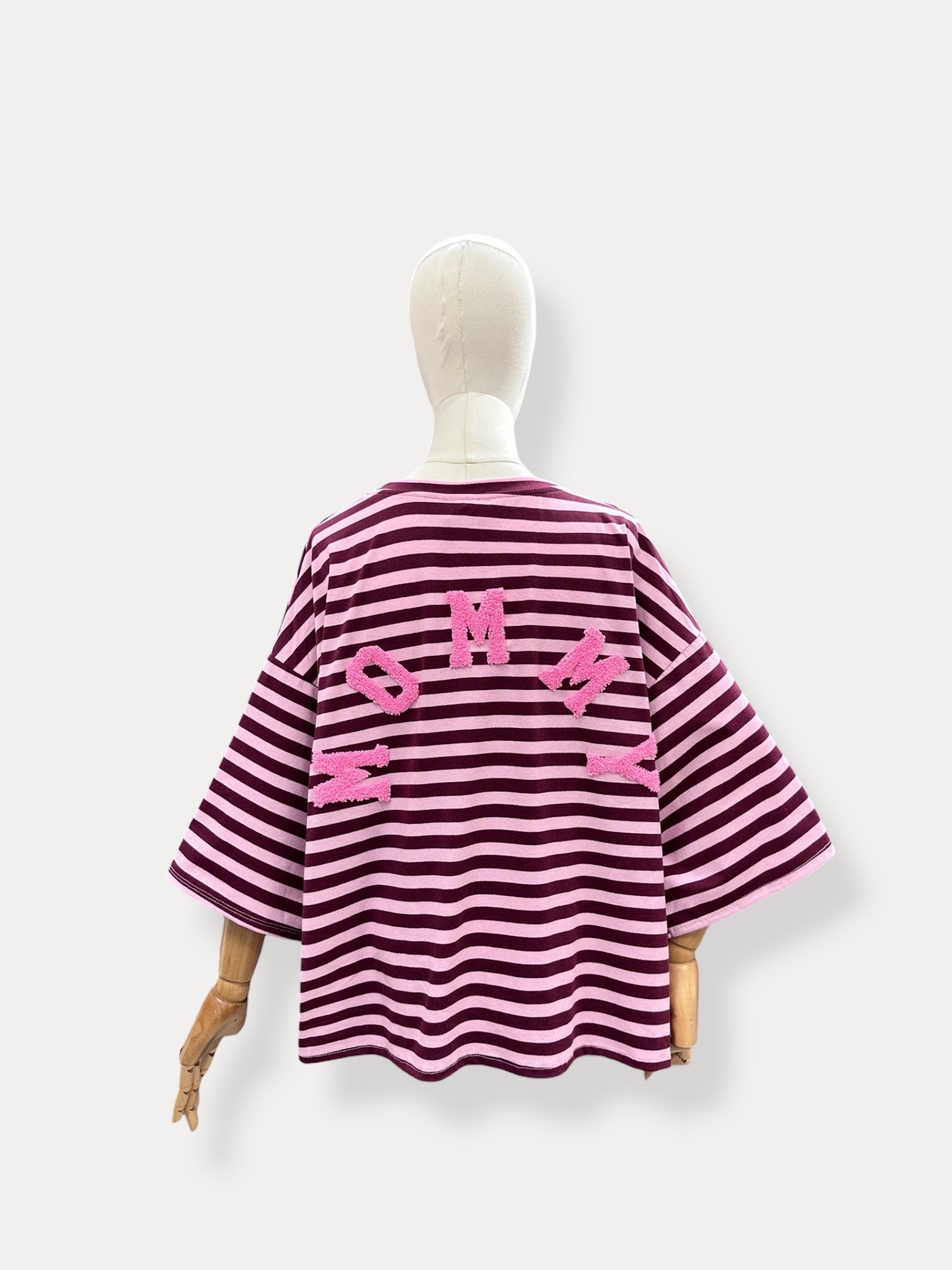 T-shirt streep Mommy | bordeaux
