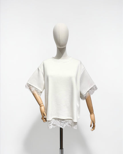 Kanten t-shirt | wit