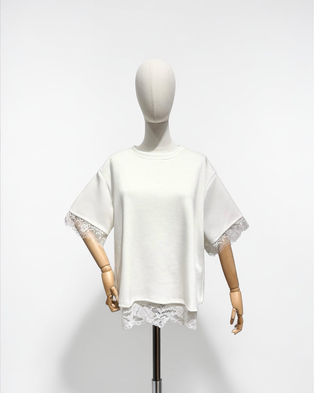 Kanten t-shirt | wit