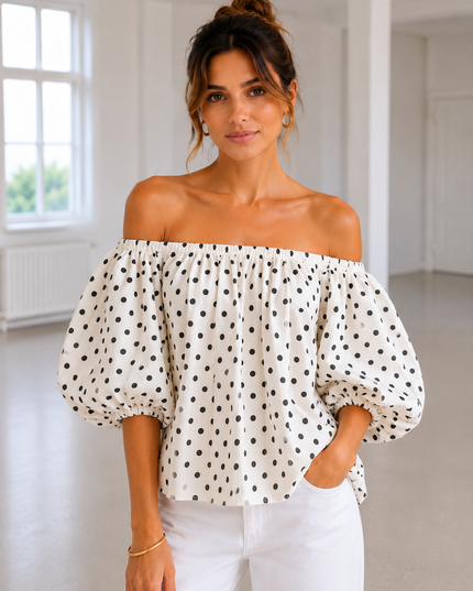 POLKA DOT OFF SHOULDER BLOUSE