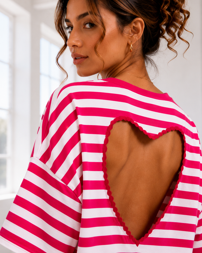 STRIPED HEART T-SHIRT
