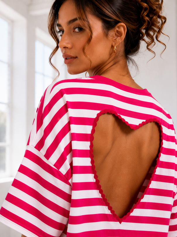 STRIPED HEART T-SHIRT