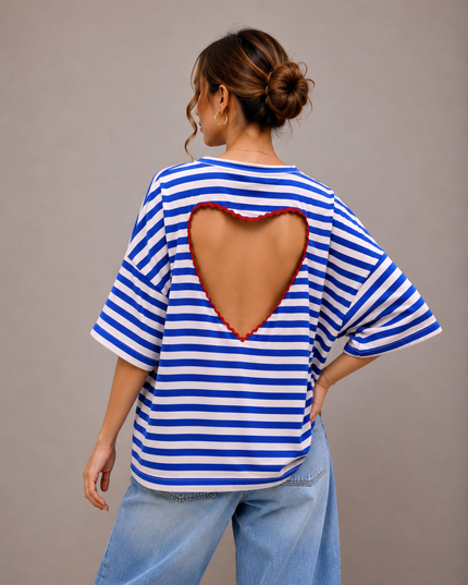 STRIPED HEART T-SHIRT
