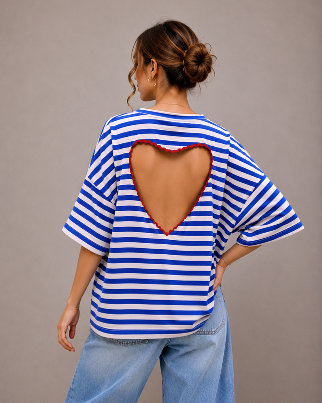 STRIPED HEART T-SHIRT