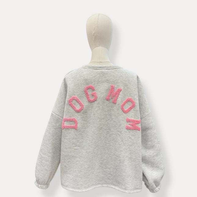 Dogmom Sweater | grijs-roze