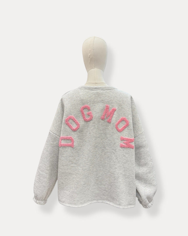 Dogmom sweater | grijs-roze