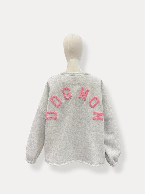 Dogmom Sweater | grijs-roze