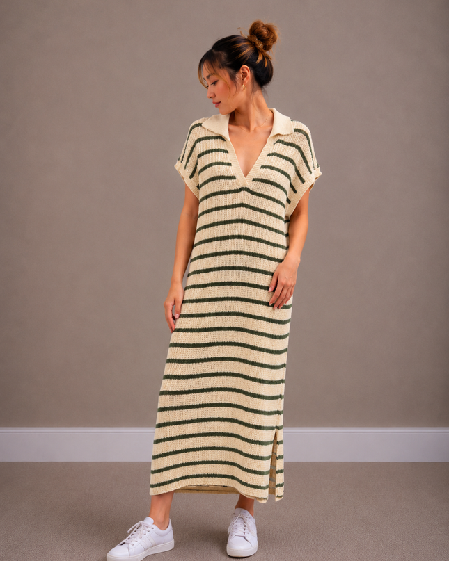 Maxi Stripe Dress | blue-yellow