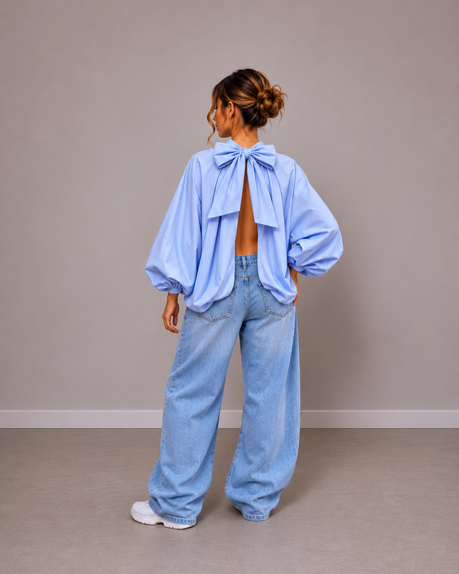Bow blouse | blue