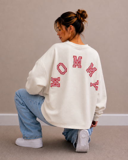 Mommy Sweater | beige checkered