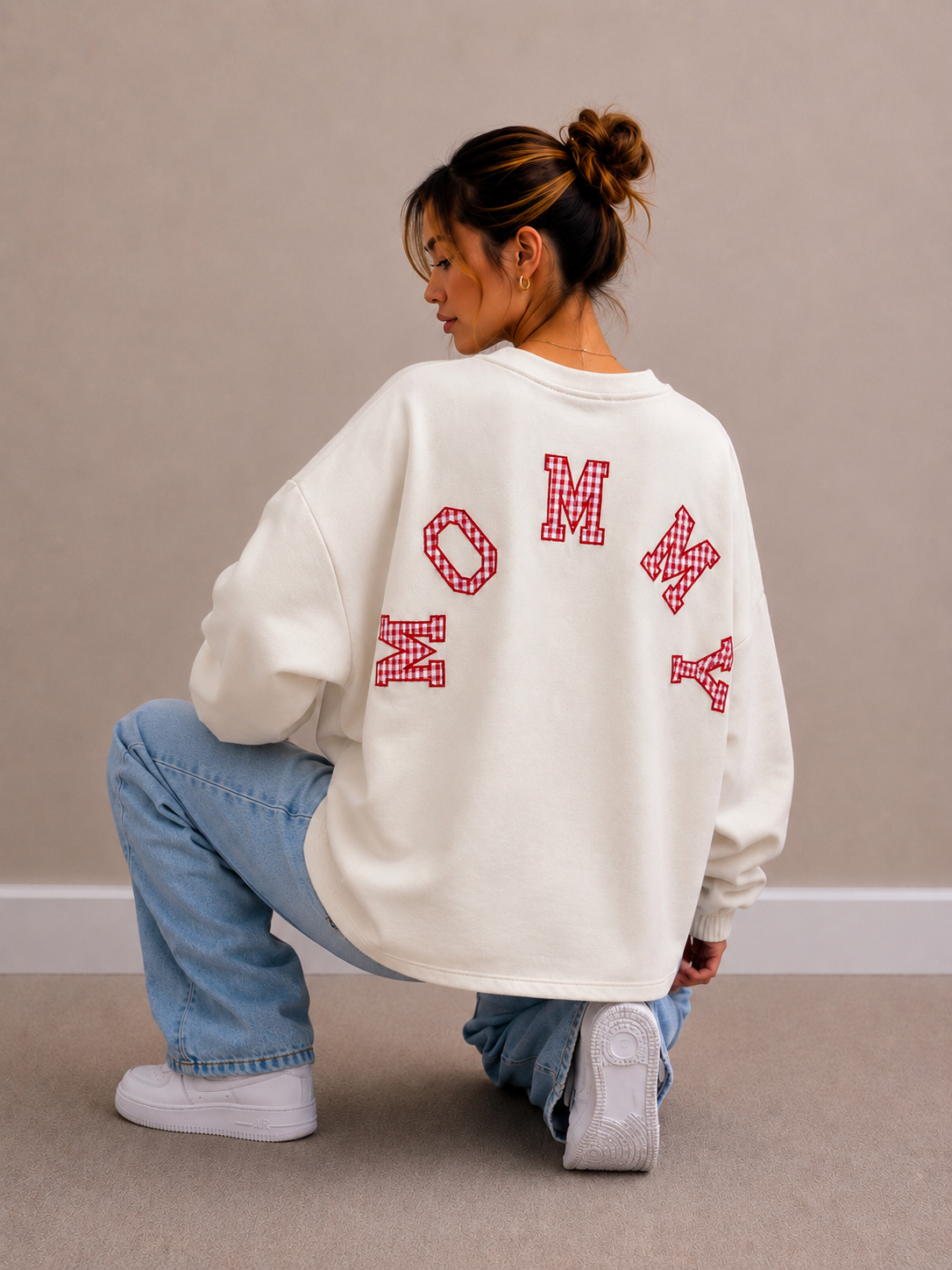 Mommy Sweater | beige-ruitjes