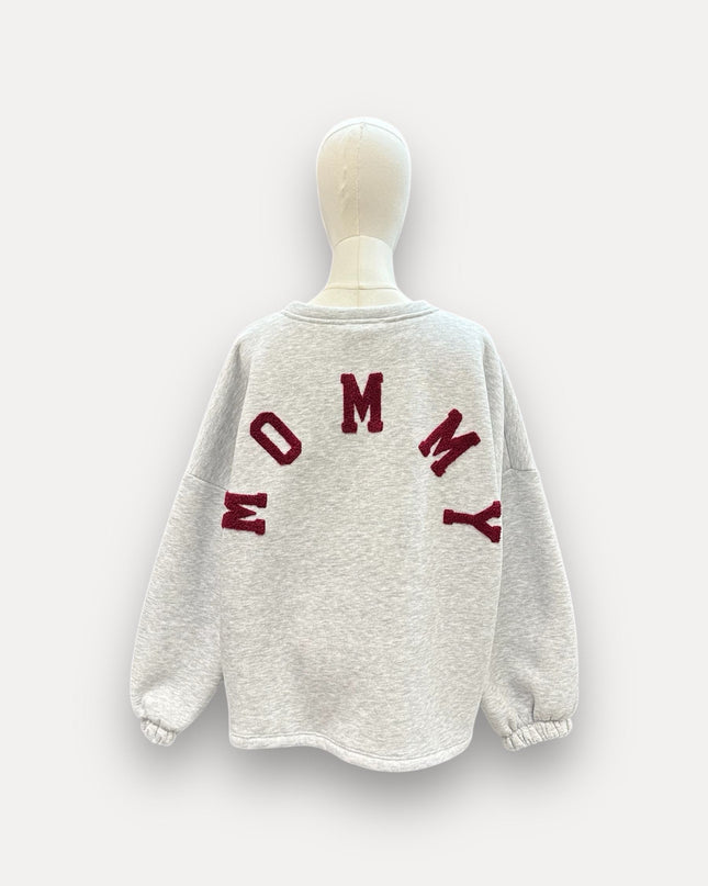 MOMMY SWEATER GRIJS-BORDEAUX