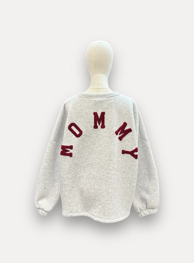 MOMMY SWEATER GRIJS-BORDEAUX