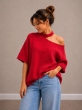 Open hals knit | rood