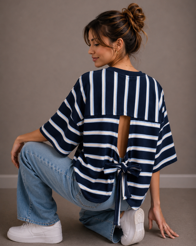 T-shirt stripe with bow | red