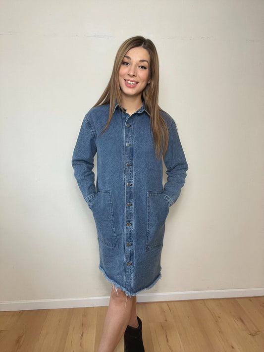 LONG SLEEVE DENIM DRESS