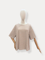 Streep T-shirt | beige-wit