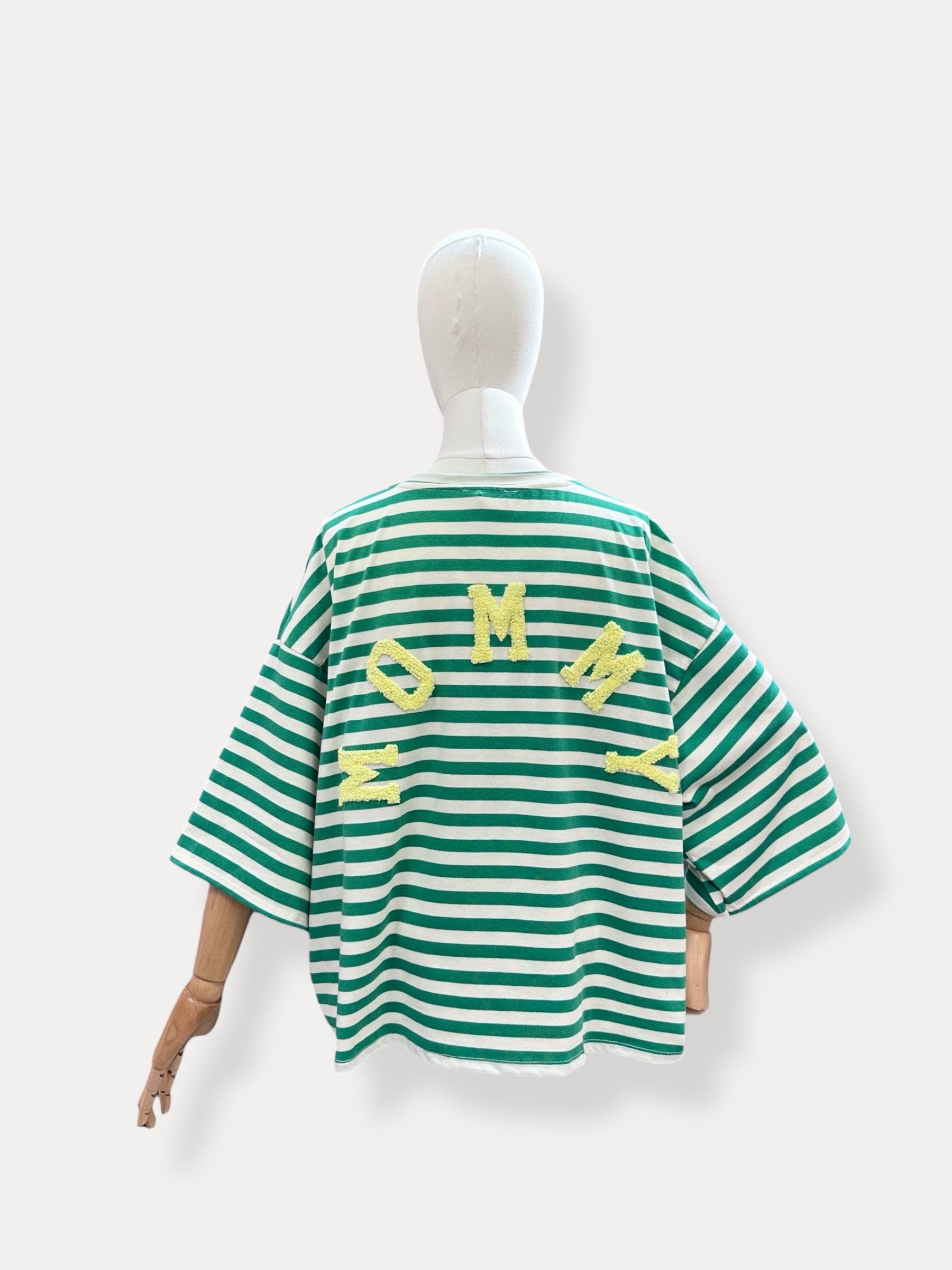 T-shirt streep Mommy | groen