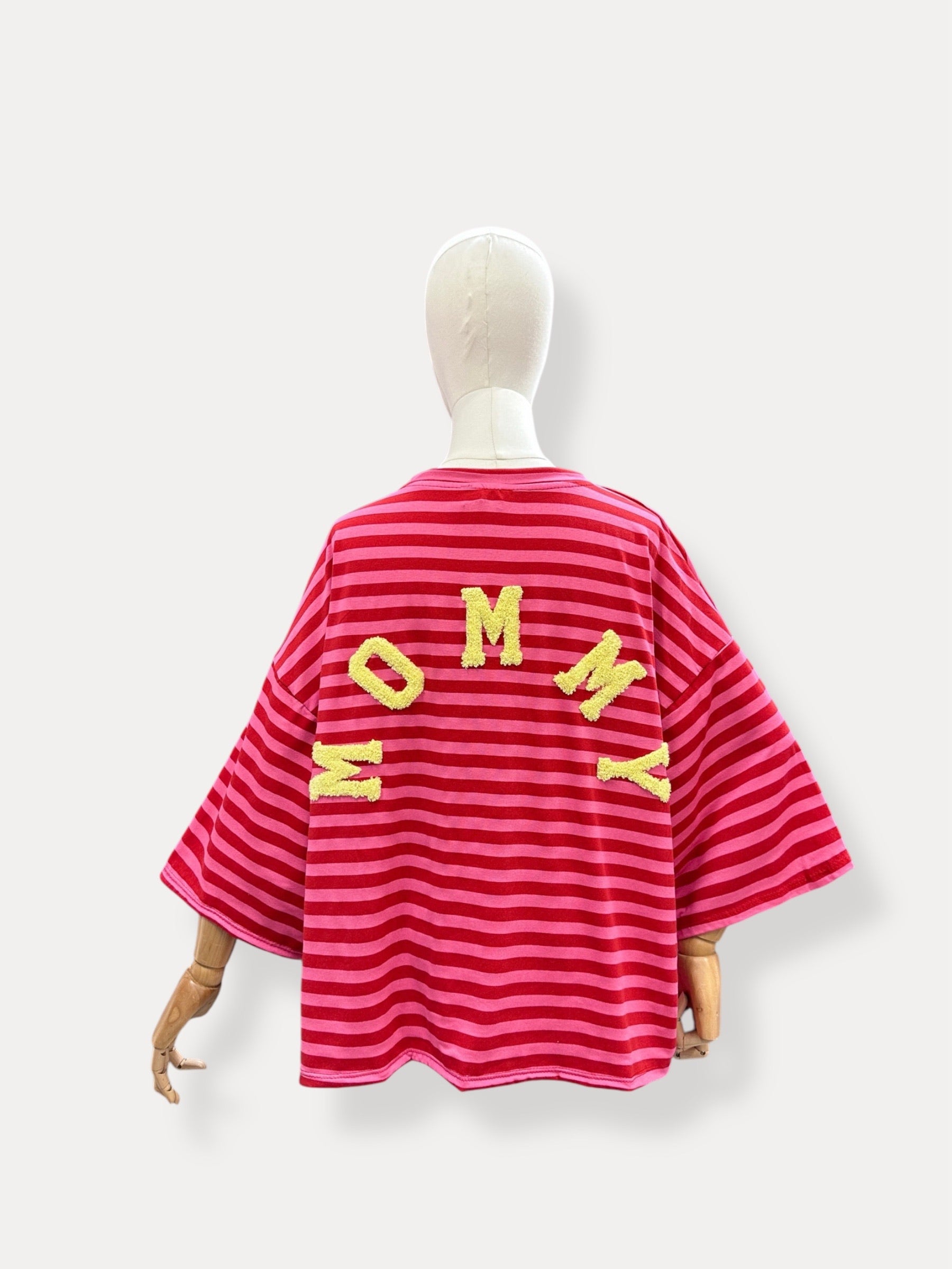 T-shirt streep Mommy | rood