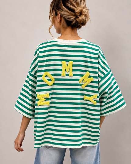 T-shirt streep Mommy | groen