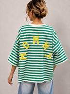 T-shirt streep Mommy | groen