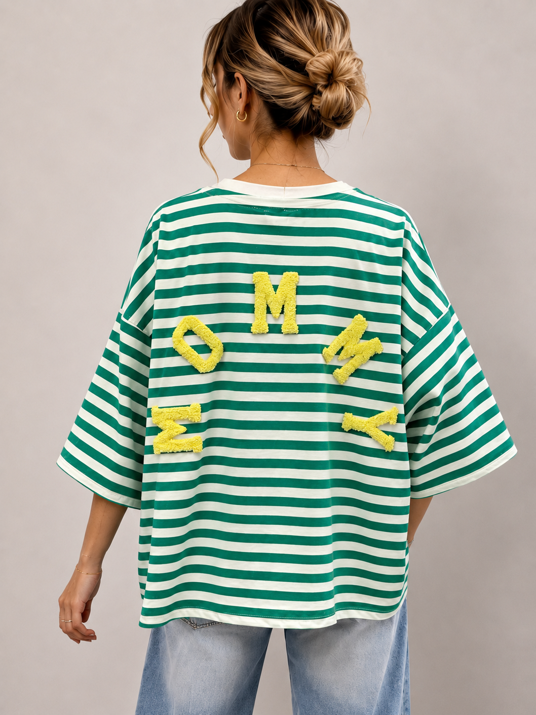 T-shirt streep Mommy | groen